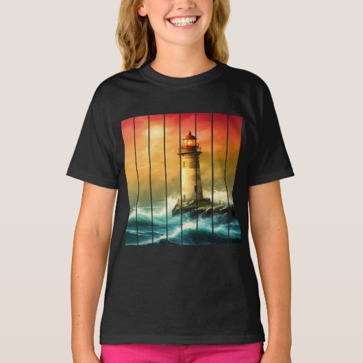 ヴィンテージ ライトハウス 海岸 海 時計 Tシャツ (正面)