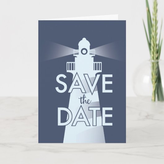 ヴィンテージ ライトハウス Save The Date ノートカード (正面)