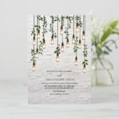 ヴィンテージ ライトバルブ ホワイト ブリック ボタニカル バーチャル 招待状 (スタンド正面)