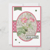 ヴィンテージ ライトピンク ローズ デザイン 裏面に詳細情報 招待状 (正面)