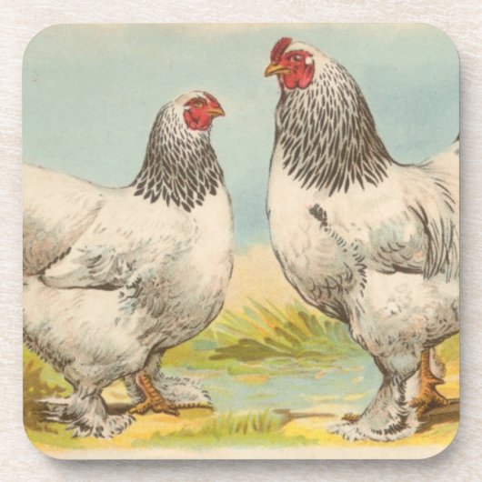 ヴィンテージ「ライトブラハマチキン」コルクコースター コースター (正面)