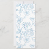 ヴィンテージ ライトブルー モノグラム クレスト フローラル メニュー 招待状 (裏面)