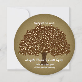 ヴィンテージ ライト ツリー ラウンド ウェディング インビテーション