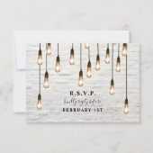 ヴィンテージ ライト 白レンガ ウェディング 出欠カード (正面)