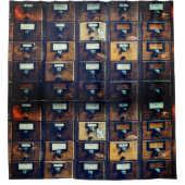 ヴィンテージ·ライブラリ·カード·カタログ·ウッド·キャビネット シャワーカーテン (正面)