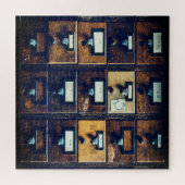 ヴィンテージ·ライブラリ·カード·カタログ·ウッド·キャビネット ジグソーパズル (横)