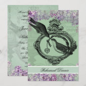 ヴィンテージ ライラックのロケット式リハーサルディナー招待状 招待状 (正面/裏面)