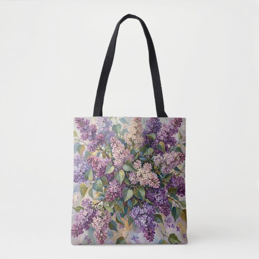 ヴィンテージ ライラックの花 トートバッグ (正面)