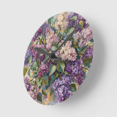 ヴィンテージ ライラックの花 ラウンド壁時計 (傾斜)