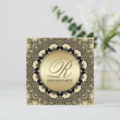 ヴィンテージ ライラック ゴールドのディナー パーティー 招待状 (スタンド正面)