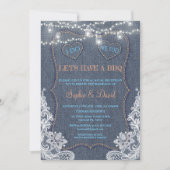 ヴィンテージ ライラック デニム ブルー ストリング ライト 私も BBQ 招待状 (正面)