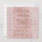 ヴィンテージ ライラック ピンク グリーン 女の子 写真 洗礼 招待状 (裏面)