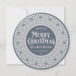 ヴィンテージ ラウンド ブルー + オフホワイト ケルト シーズンカード