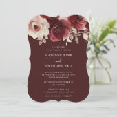 ヴィンテージ ラグジュアリー ラディアンス バーガンディー ウェディング 招待状 (スタンド正面)