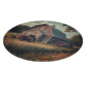 ヴィンテージ/ラスチック納屋とトラクタアート カッティングボード (角)