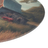 ヴィンテージ/ラスチック納屋とトラクタアート カッティングボード (角)