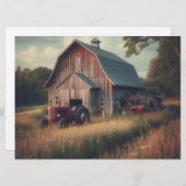 ヴィンテージ/ラスチック納屋とトラクタアート シーズンカード (正面/裏面)
