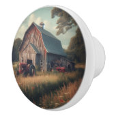 ヴィンテージ/ラスチック納屋とトラクタアート セラミックノブ (右)