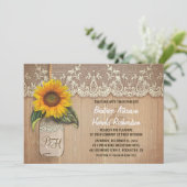 ヴィンテージ ラスティックなひまわり メイソンジャー 結婚式 招待状 (スタンド正面)