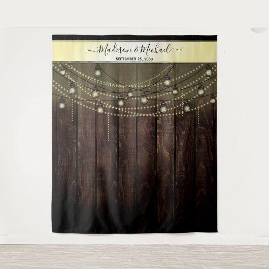 ヴィンテージ ラスティック ウェディング フォトブース 背景 タペストリー (正面)