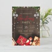 ヴィンテージ  ラスティック ウッド スノー クリスマス 招待状 (スタンド正面)