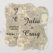 ヴィンテージ ラスティック オマハ NE 地図 ウェディング 招待状 (正面/裏面)