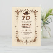 ヴィンテージ　ラスティック　カウボーイ　70歳の誕生日 招待状 (スタンド正面)