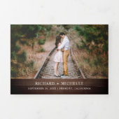 ヴィンテージ ラスティック カントリー バーン ウッド ランタン ウェディング 三つ折り招待状 (カバー)