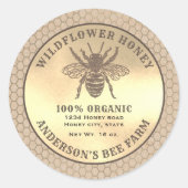 ヴィンテージ ラスティック クラフト ゴールド ビー ハニージャー ラベル (正面)
