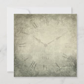 ヴィンテージ ラスティック クロック スクリプト パターン ウェディング 招待状 (裏面)