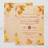 ヴィンテージ ラスティック ゴールド オータム リーブス フォーマル ウェディング 招待状 (正面/裏面)