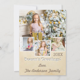 ヴィンテージ ラスティック シンプル ゴールド コラージュ フォト シーズンカード