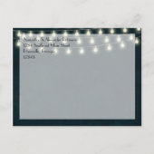 ヴィンテージ ラスティック ストリング ライト ネイビーブルー ウェディング 案内ポストカード (裏面)