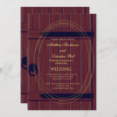 ヴィンテージ ラスティック ダーク バーン ドア ウェディング 招待状 (正面/裏面)