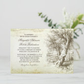 ヴィンテージ　ラスティック　ツリー　オールドペーパー　ウェディング　招待状 招待状 (スタンド正面)