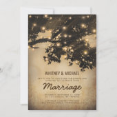 ヴィンテージ ラスティック ツリー ライト ウェディング レセプション 招待状 (正面)