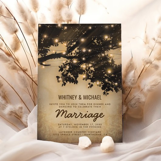 ヴィンテージ ラスティック ツリー ライト ウェディング レセプション 招待状