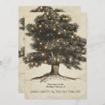 ヴィンテージ ラスティック ツリー & ライト ウェディング 招待状