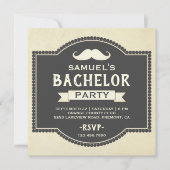 ヴィンテージ ラスティック ヒゲ独身パーティー招待状 招待状 (正面)