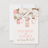 ヴィンテージ ラスティック ピンク メイソンジャー 受付カード 招待状 (裏面)