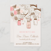 ヴィンテージ ラスティック ピンク メイソンジャー 受付カード 招待状 (正面/裏面)