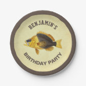 ヴィンテージ ラスティック フィッシング バースデーパーティ ペーパープレート (正面)