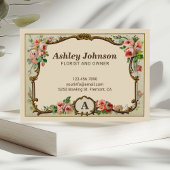 ヴィンテージ ラスティック フラワーモノグラム ウェディング フローリスト 名刺