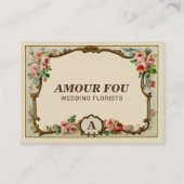 ヴィンテージ ラスティック フラワーモノグラム ウェディング フローリスト 名刺 (正面)