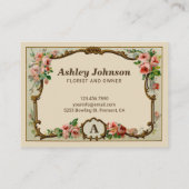 ヴィンテージ ラスティック フラワーモノグラム ウェディング フローリスト 名刺 (裏面)