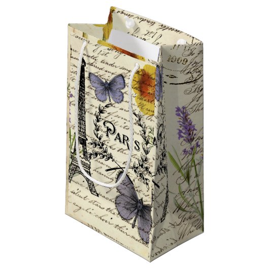 ヴィンテージ ラスティック フレンチ エッフェル塔 パリパーティー スモールペーパーバッグ (正面アングル)