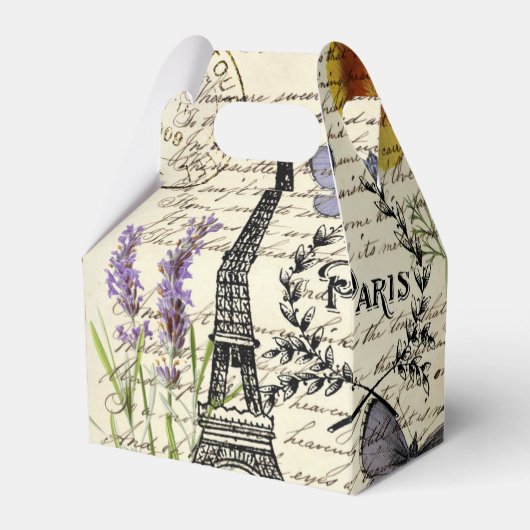 ヴィンテージ ラスティック フレンチ エッフェル塔 パリパーティー フェイバーボックス (正面サイド)