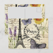ヴィンテージ ラスティック フレンチ エッフェル塔 パリパーティー ポストカード (正面/裏面)