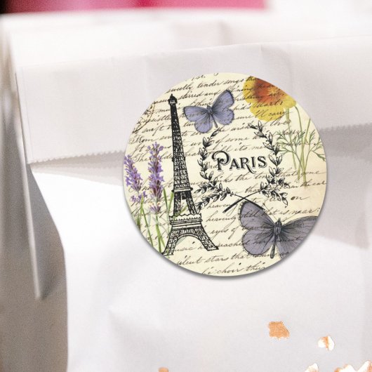 ヴィンテージ ラスティック フレンチ エッフェル塔 パリパーティー ラウンドシール