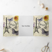 ヴィンテージ ラスティック フレンチ エッフェル塔 パリパーティー 三つ折り案内状 (内部)